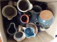 Collection of studio pottery jugs