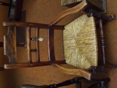 Victorian rush seated childs rocking chair