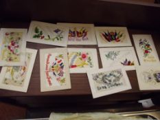Collection of eleven Great War postcard silks