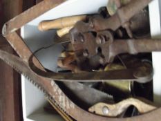 Large box of wood working tools and others
