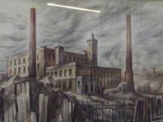 Pastel signed J Nickleson. industrial scene