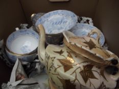 Unsorted box of ceramics to include early Crown De