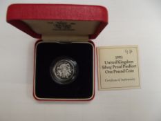 Royal mint 1993 silver proof Piedfort one pound co