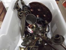 Box of brass ware and others