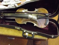 Victorian cased viola and bow