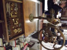 Brass topping tool, with drawer containing various