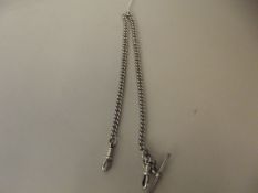 Silver hallmarked fob chain with T-Bar 31 grams