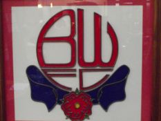 Bolton Wanderers Leaded glass, framed