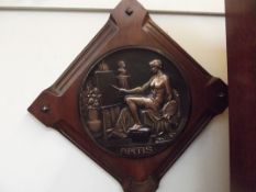 Bronze artis plaque signed Huggenin