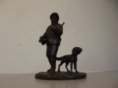 Bronze gamekeeper signed F Milo