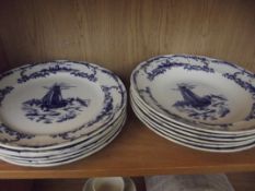 Set of 12 Delft blue and white plates