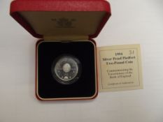 Royal mint 1994 silver proof Piedfort two pound co