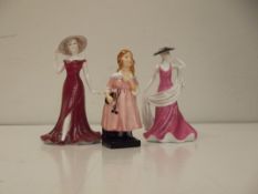 Royal Doulton Little Nel and two Coalport figures