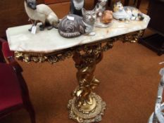 Good quality marble top and gilt hall table