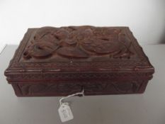 Carved wooden box