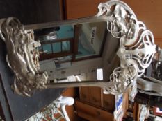 W.M.F style art nouveau mirror, stamped WMF