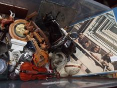Large box of collectables to include Beatles LP's