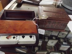Treen cigarette dispenser and treen carved case
