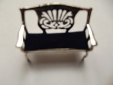 Silver stamped pin cushion, bench