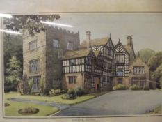 Water colour of Turton towers Bolton signed and da