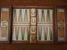 Masonic backgammon board with four dice shakers an