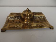 Brass art & craft inkwell and pentray