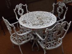 Metal garden table and four chairs
