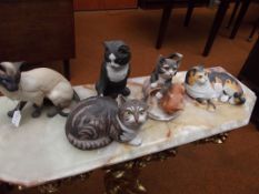 Collection of 5 ceramic cats