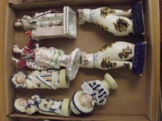 Box of Bisque, Staffordshire figures and a spode f