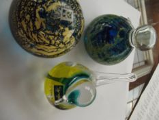 3 glass paper weights