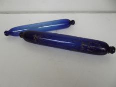 Two blue glass Victorian rolling pins V