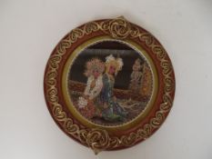 Mounted inglazed plate balinese dancers attired as