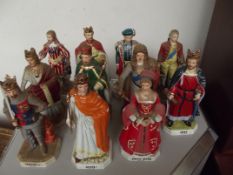11 porcelain figures of kings and Queen Mary