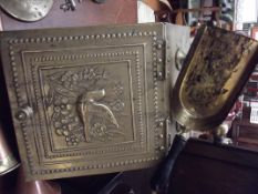 Brass coal scuttle and shovel
