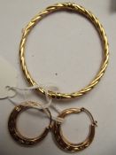9 ct gold bracelet together with 9 ct gold earring