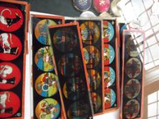 Collection of 11 glass children's magic lantern sl