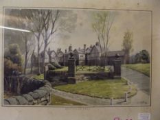 Water colour of Smithills Hall Bolton signed and d