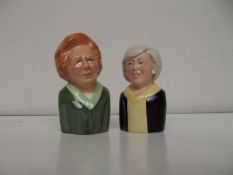 2 Toby jugs, Margaret Thatcher and Theresa May
