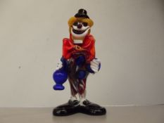 Art glass figure of a clown