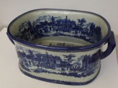 Blue and white foot bath
