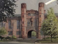 Watercolour of Bolton School, signed and dated 198