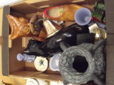 Wedgwood brass bell, AA badge, Stratton compass an