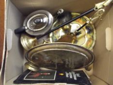 Box of brass and plated ware