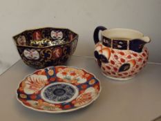 Masons bowl, Oriental plate and one other water ju