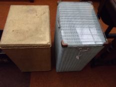 Two Lloyd Loom style laundry baskets