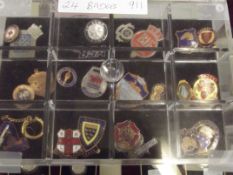 Twenty four pin badges
