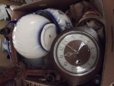 Box of ceramics to include a mantel clock