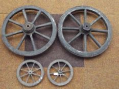 4 vintage cart wheels
