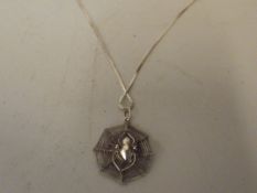 Silver necklace with spider pendant