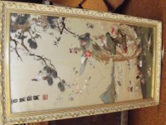 Very large impressive Oriental silk with a gilt fr